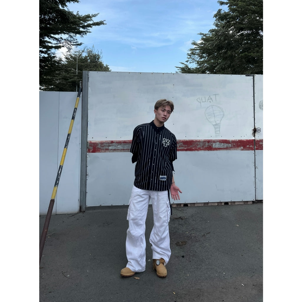 DirtyCoins Baseball Black Striped Shirt