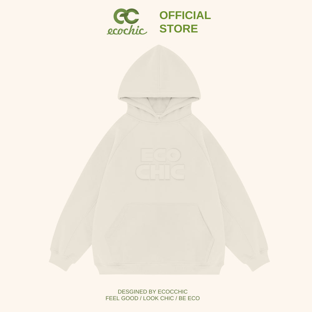 HIGHLIGHTED ECOCHIC Local Brand Hoodie High Quality Material Embossed Printing Technology Unisex Men's and Women's Loose Fit B087