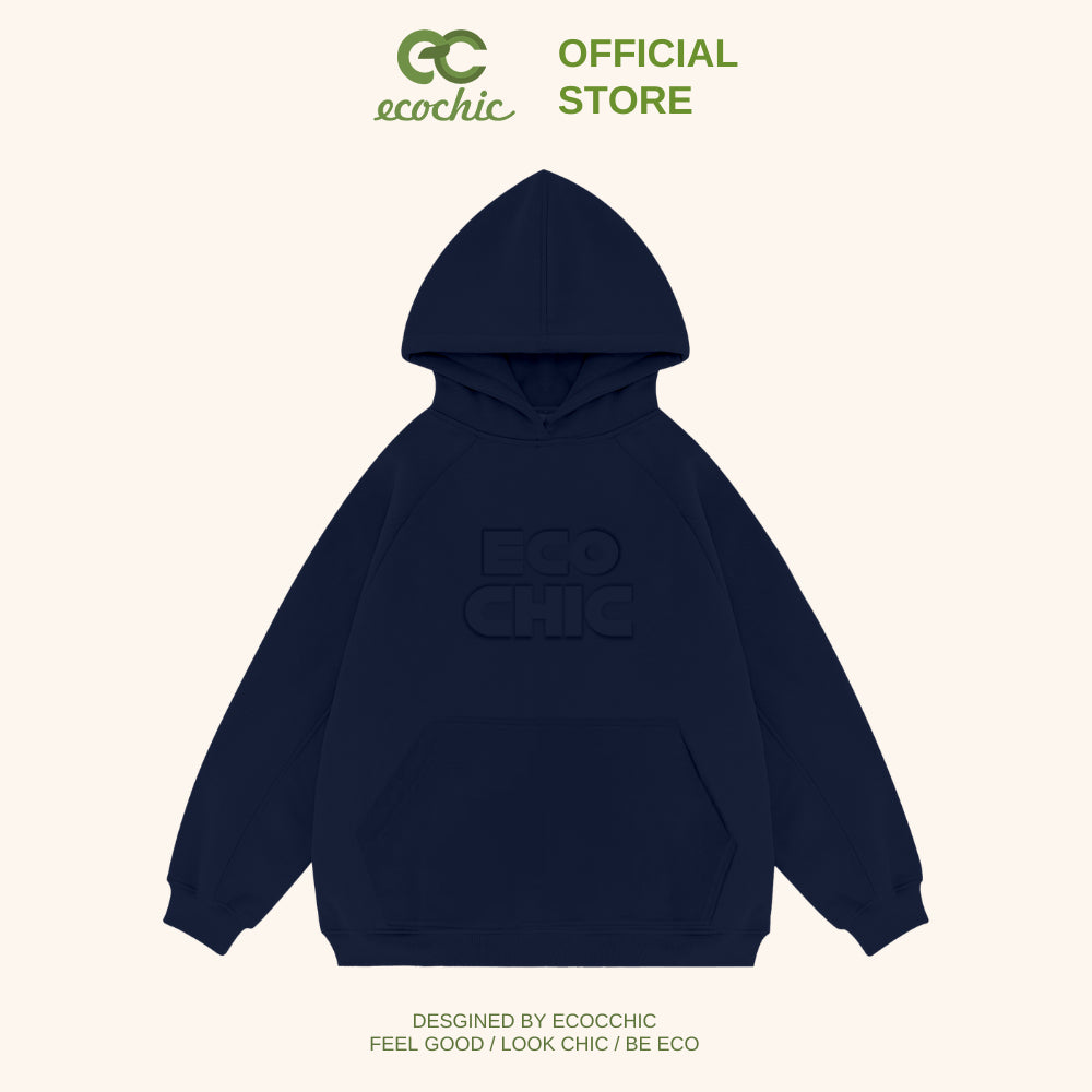 HIGHLIGHTED ECOCHIC Local Brand Hoodie High Quality Material Embossed Printing Technology Unisex Men's and Women's Loose Fit B087