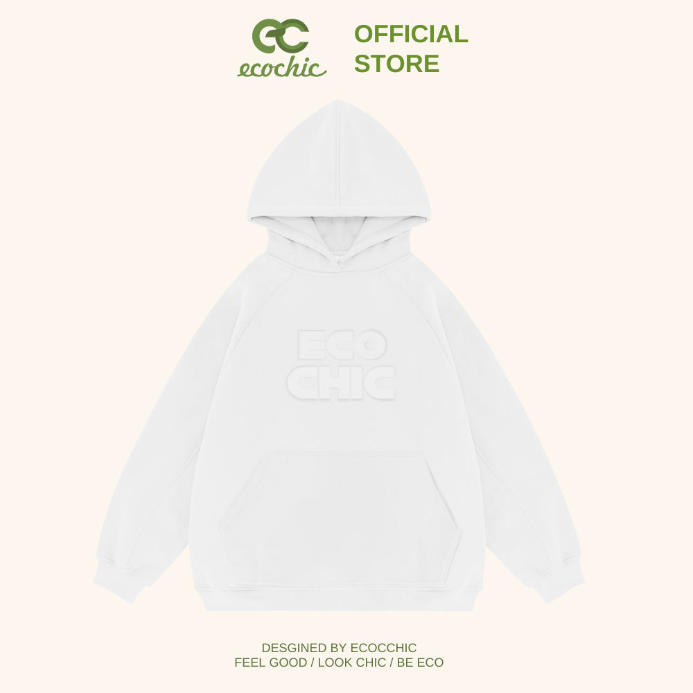 HIGHLIGHTED ECOCHIC Local Brand Hoodie High Quality Material Embossed Printing Technology Unisex Men's and Women's Loose Fit B087