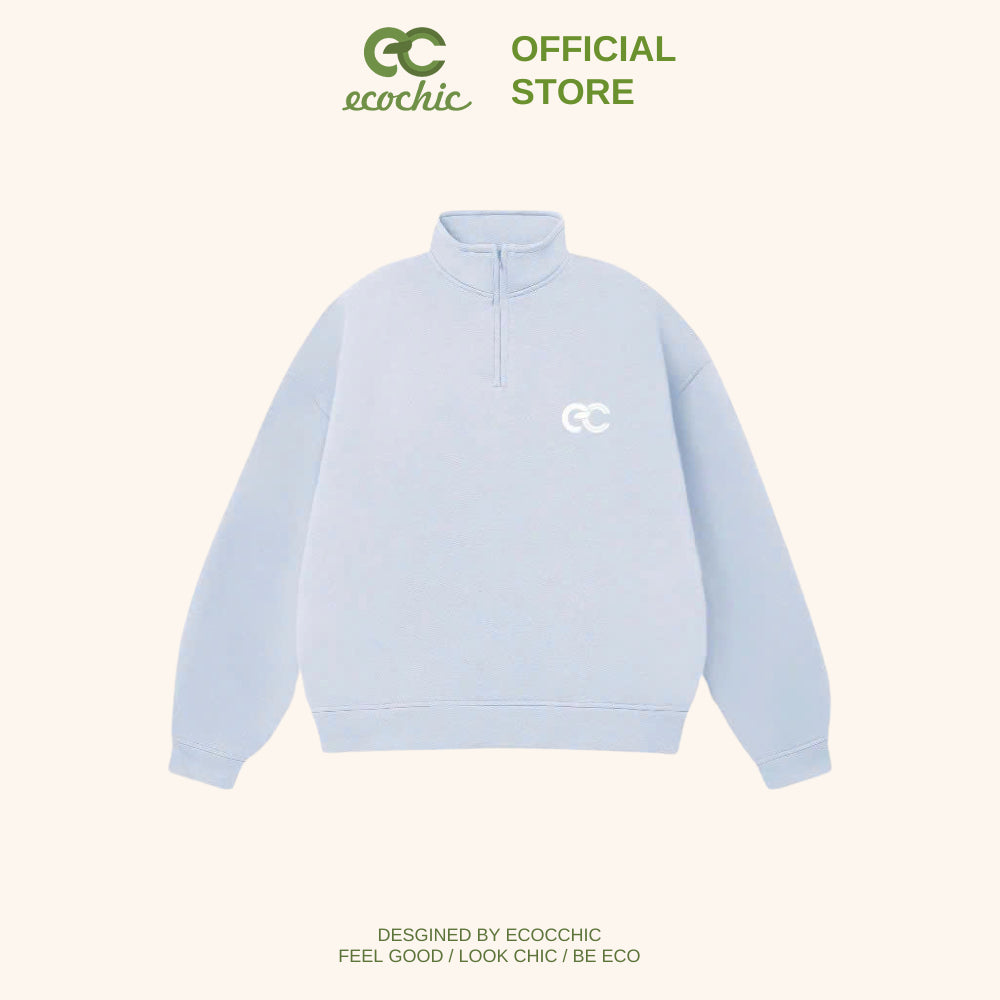 Áo Nỉ Sweater ECOCHIC BASIC HALFZIP SWEATSHIRT Chất Liệu Ecozy Cao Cấp Công Nghệ Mới Unisex TIMELESS ESSENTIALS B092