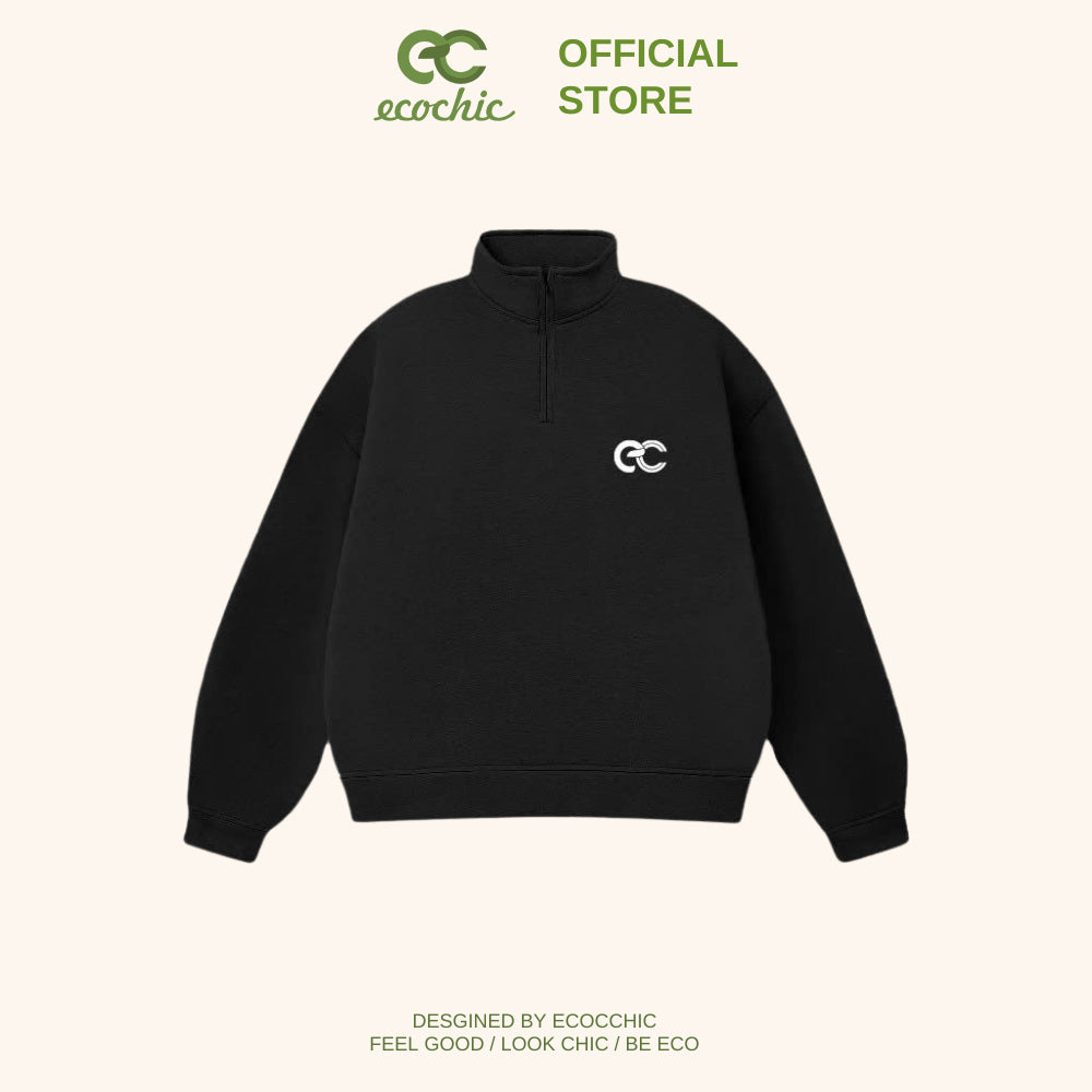 Sweater ECOCHIC BASIC HALFZIP SWEATSHIRT High Quality Ecozy Material New Technology Unisex TIMELESS ESSENTIALS B092