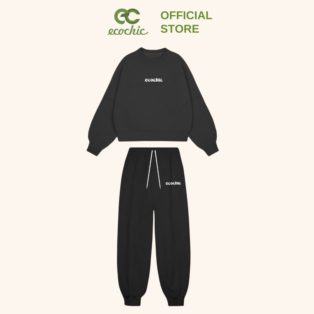 ECOCHIC BASIC SWEAT SET Men's Women's Unisex Set of High-Quality Long Shirt and Pants with New Technology Genuine B113