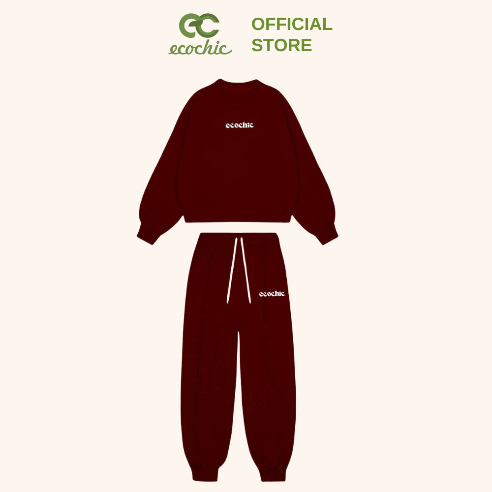 ECOCHIC BASIC SWEAT SET Men's Women's Unisex Set of High-Quality Long Shirt and Pants with New Technology Genuine B113