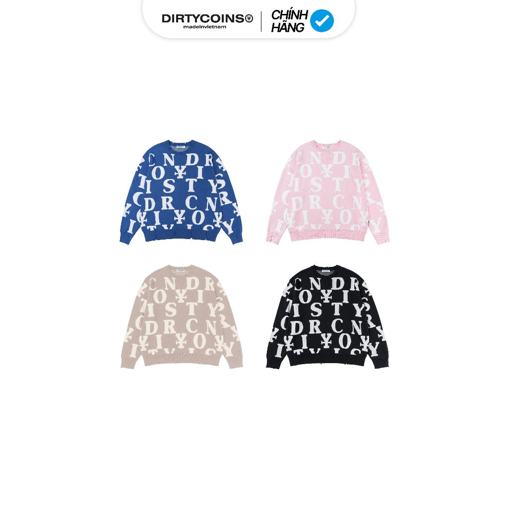 Áo Khoác DirtyCoins Letters Monogram Knit Sweater