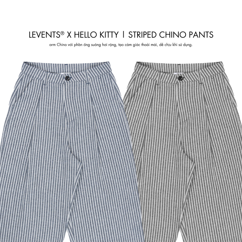 Levents® x Hello Kitty | Khaki Striped Chino Pants Poly Cotton Unisex