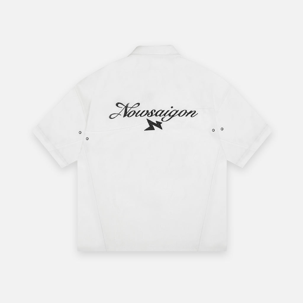 Áo NEEDS OF WISDOM Zip Polo Shirts - White - Local Brand Chính Hãng