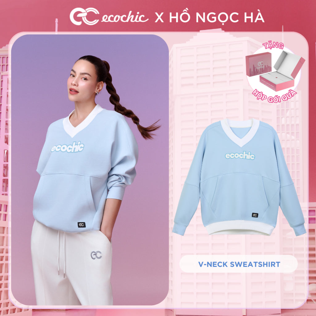 Áo Sweater Cổ Tim ECOCHIC V-NECK SWEATSHIRT Chất Liệu Cao Cấp Chính Hãng Nhiều Màu B085