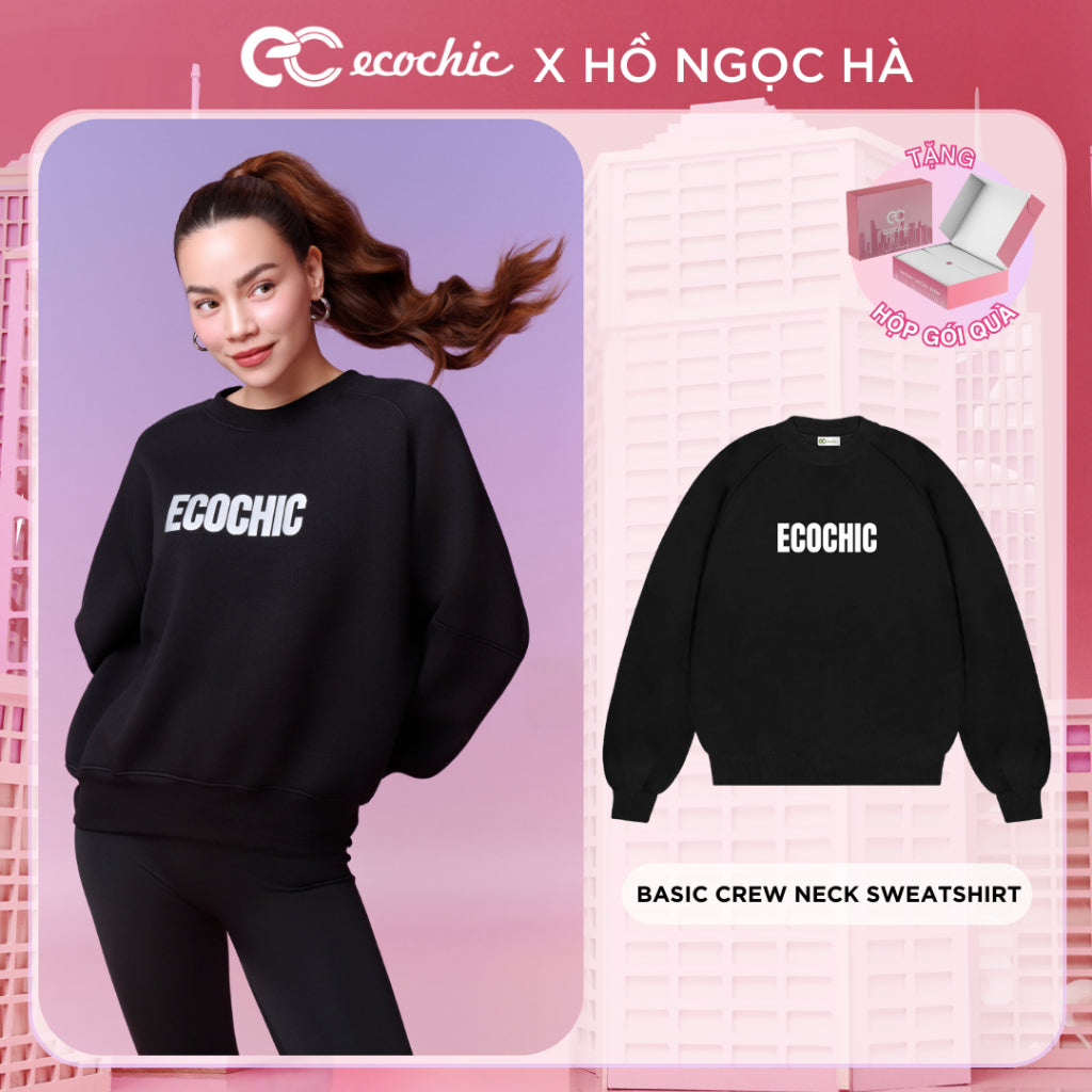 Áo Nỉ Sweater ECOCHIC BASIC CREW NECK SWEATSHIRT Chất Liệu Ecozy Công Nghệ Mới Cao Cấp Chính Hãng Nhiều Màu B091