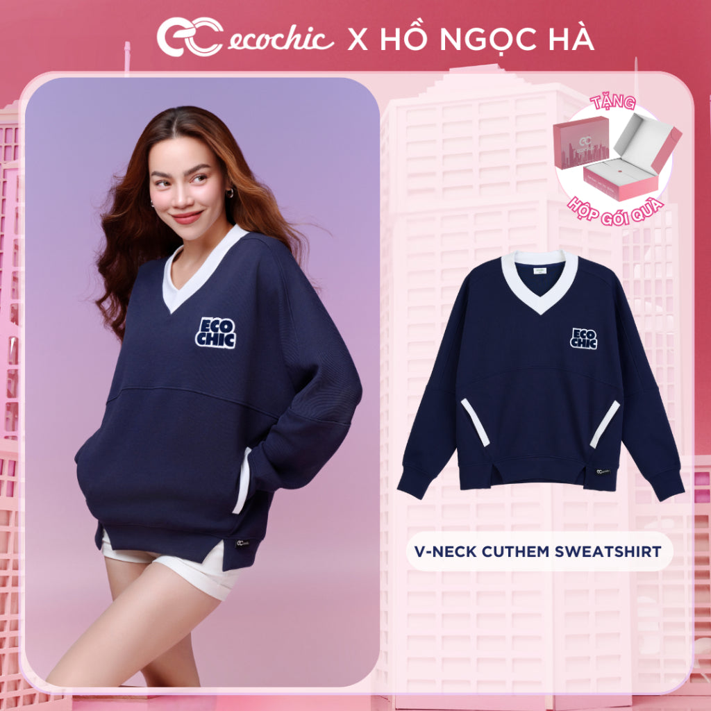 Áo Sweater Cổ Tim ECOCHIC V-NECK CUTHEM SWEATSHIRT Chất Liệu Cao Cấp Công Nghệ Mới Chính Hãng Nhiều Màu B090