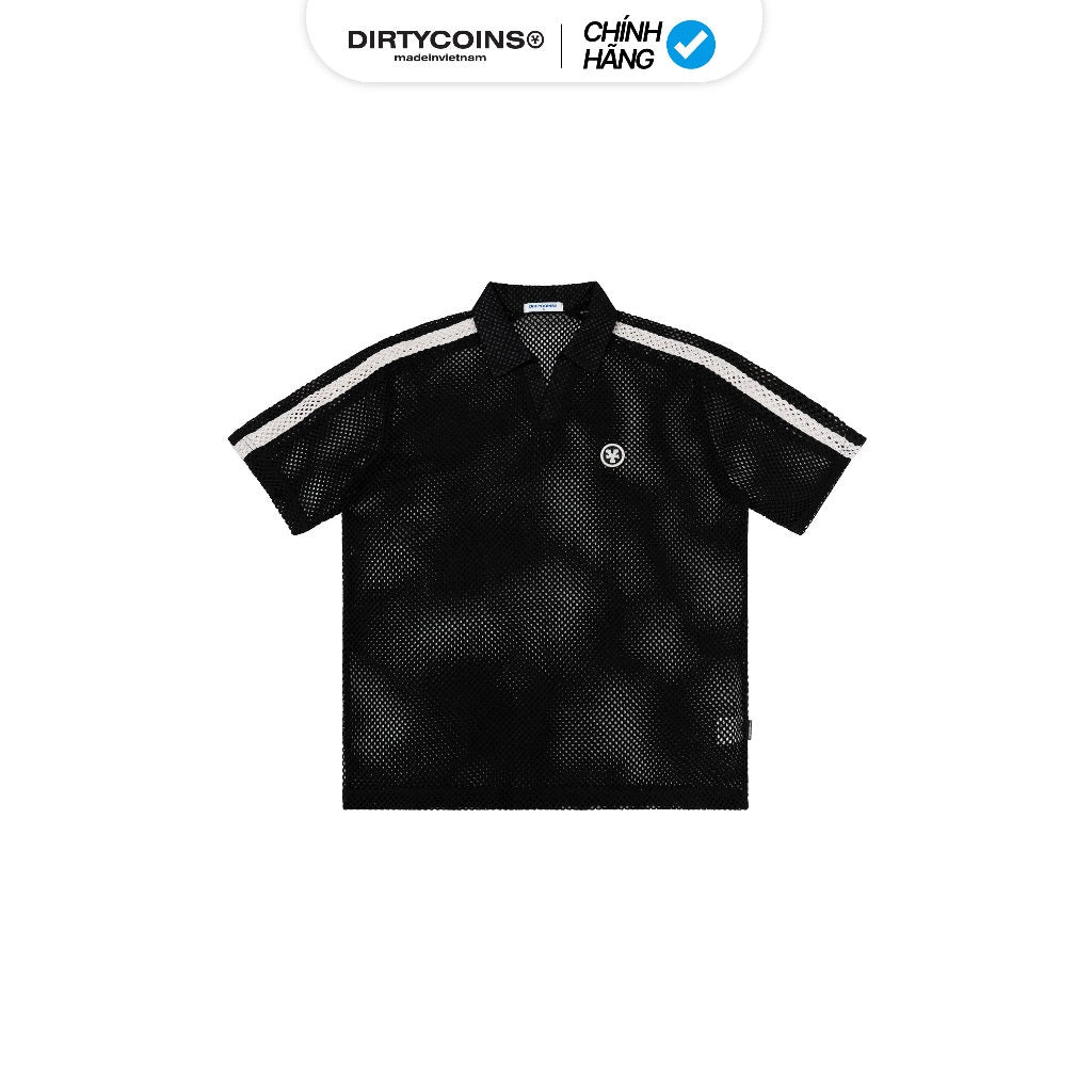DirtyCoins Polo "Y" Crochet Patch T-Shirt - Black