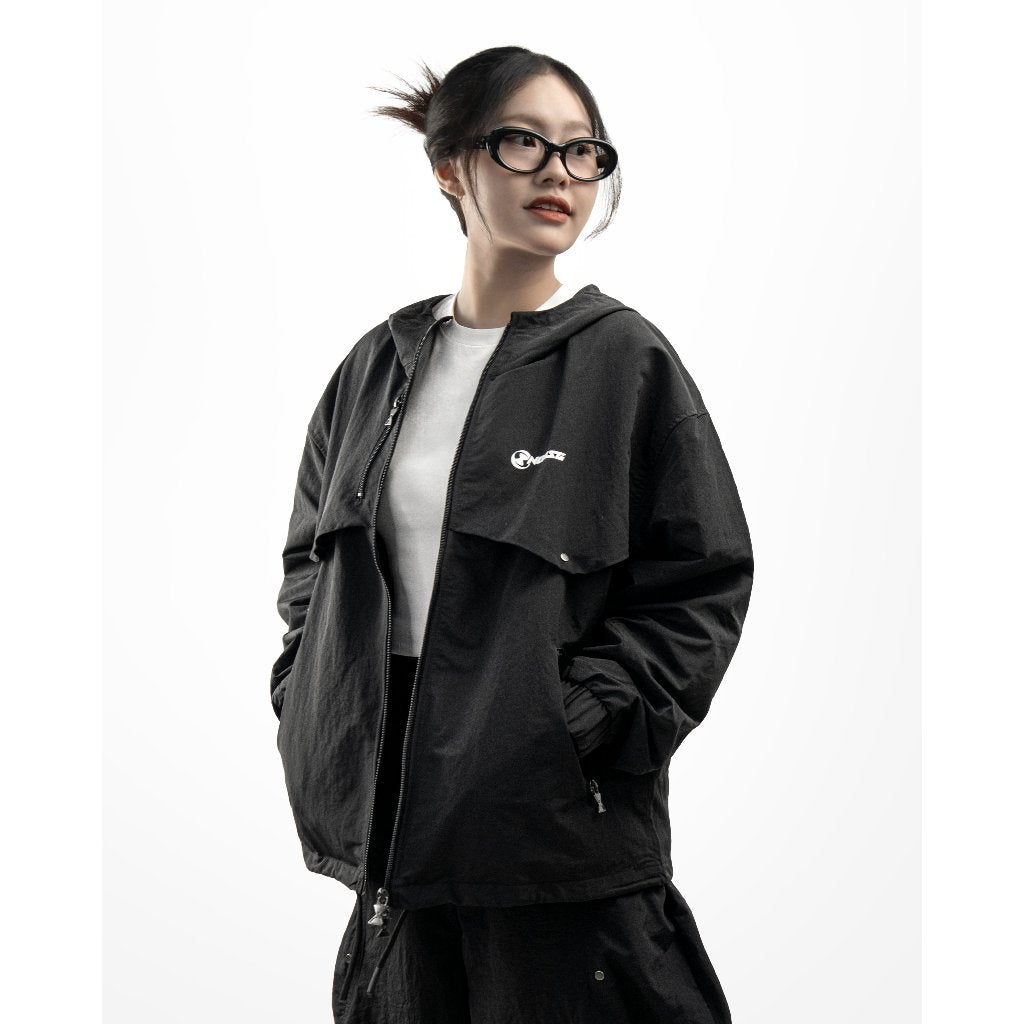 NEEDS OF WISDOM Button Windbreaker Jacket - Black - Genuine Local Brand