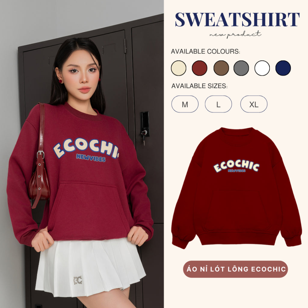 ECOCHIC NEWVIBES Sweater Super Warm Faux Fur Material With Pocket Unisex Men And Women Genuine B125