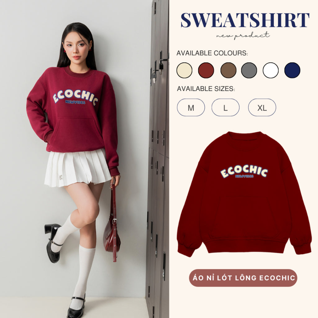 ECOCHIC NEWVIBES Sweater Super Warm Faux Fur Material With Pocket Unisex Men And Women Genuine B125