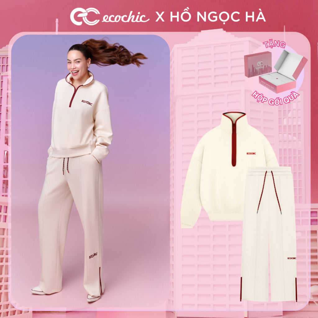 Set Bộ ISA ECOCHIC SET Áo Cổ Cao Quần Dài Khóa Kéo Xẻ Tà Cao Cấp Chính Hãng B112