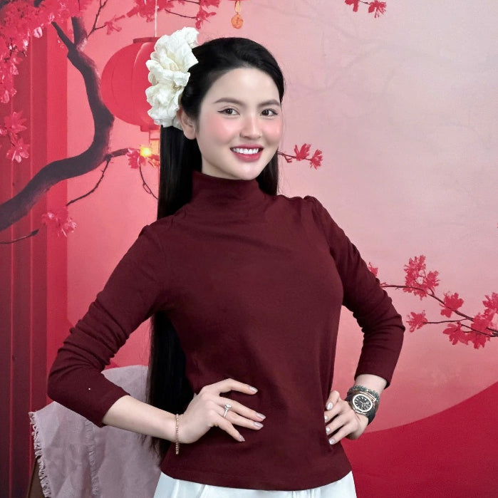 ECOCHIC Women's Thermal Shirt High Neck (Two Types) Bodycon Goat Fur Lining Keeps Warm in Winter High Quality Material C084 C085