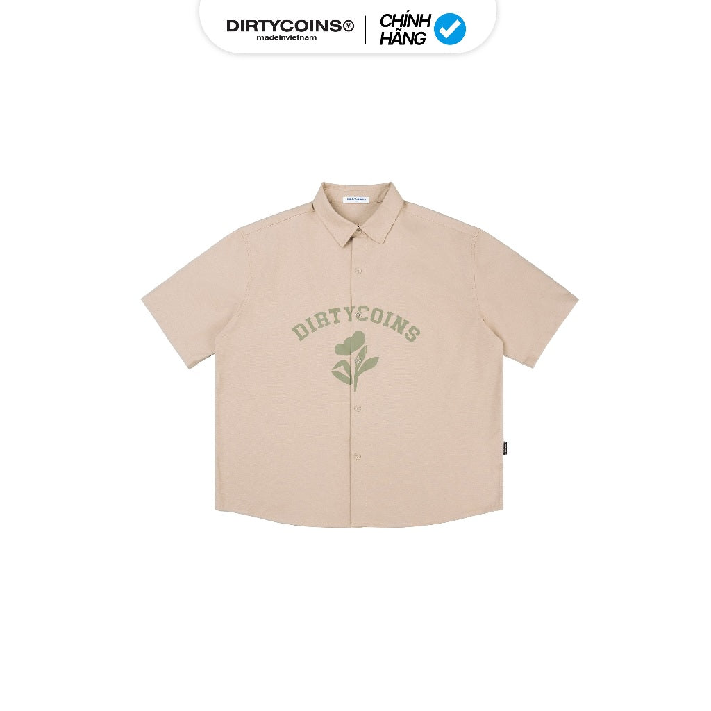 DirtyCoins Floral Silhouette Shirt Tan