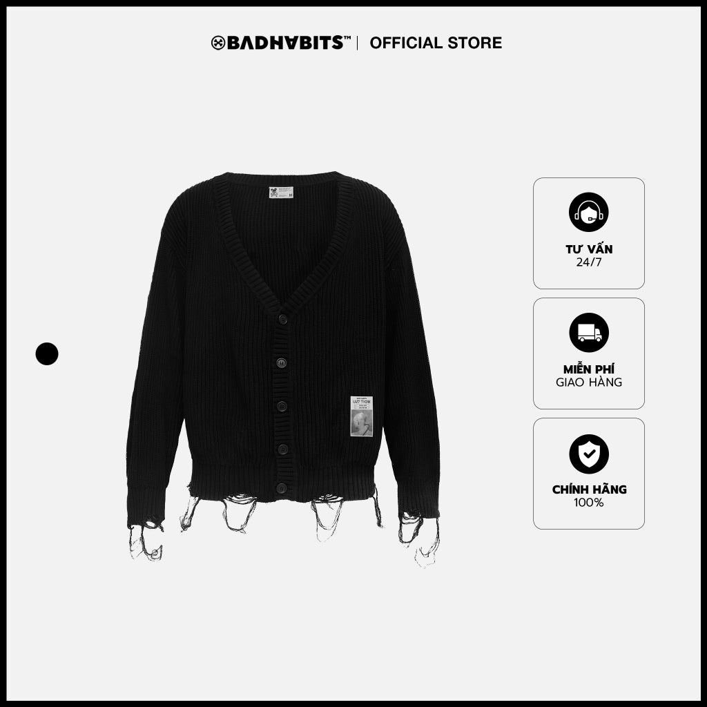 LAZY DISTRESSED CARDIGAN JACKET - LAZY THINK COLLECTION
