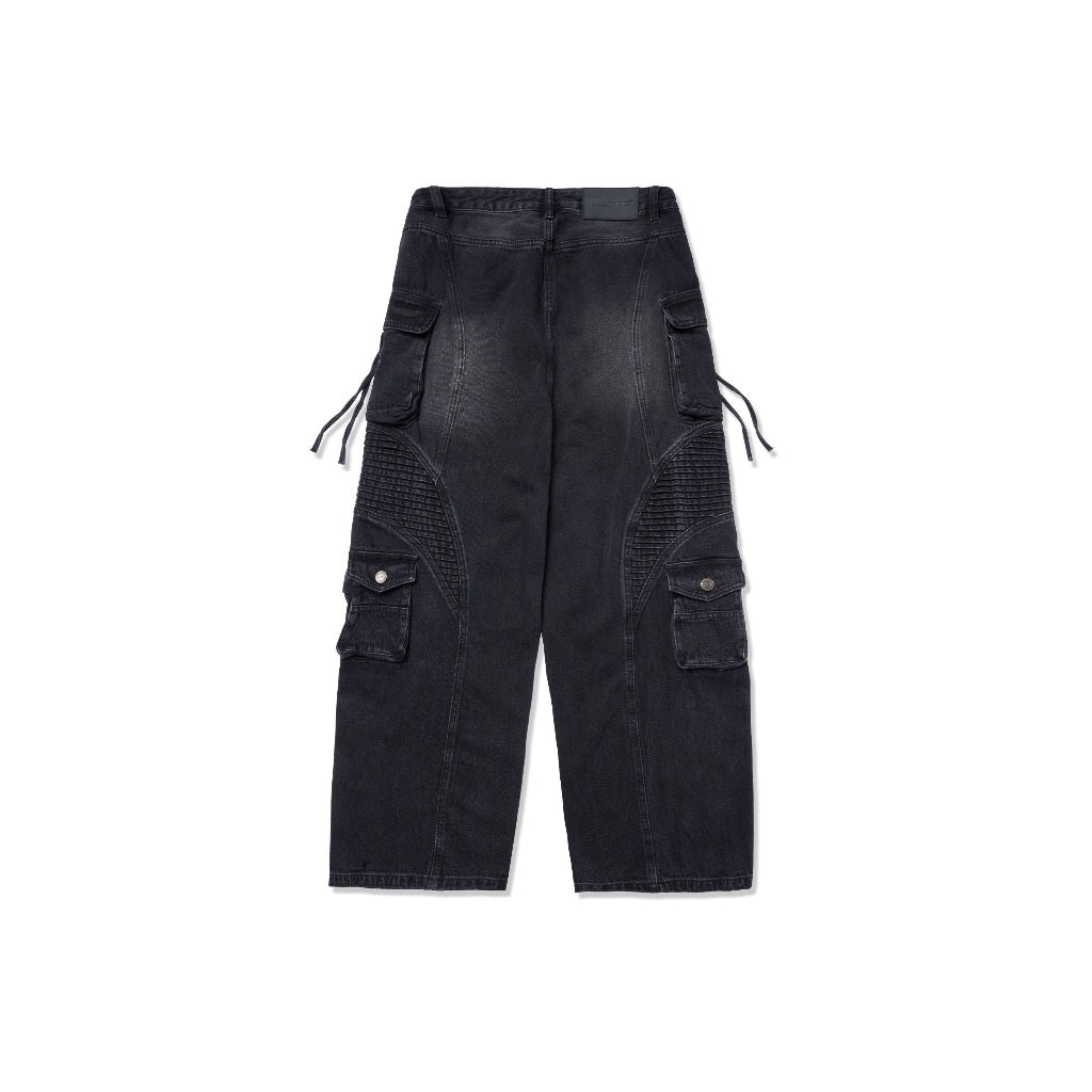 HADES Wash Baggy Denim Trousers Black - Genuine HADES Brand Unisex long denim pants