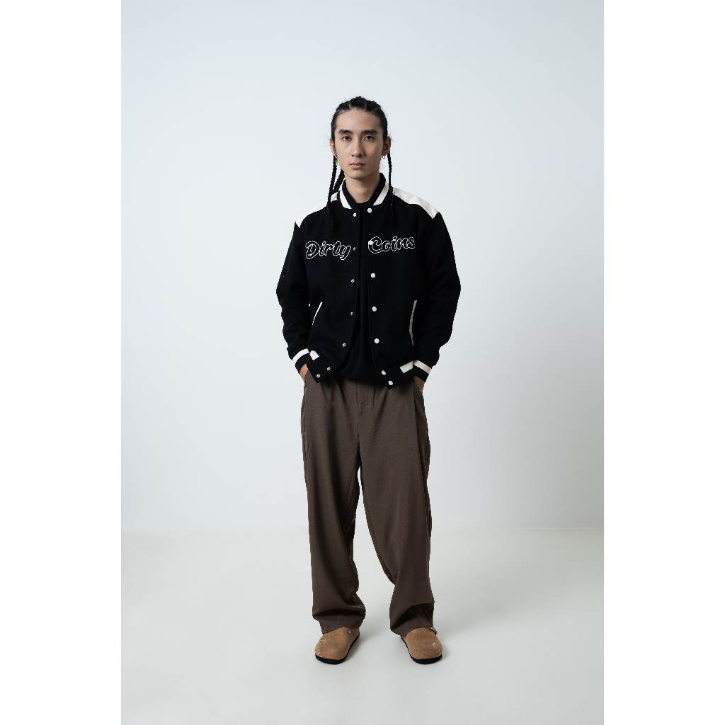 Wide Metal Label Trouser Pants