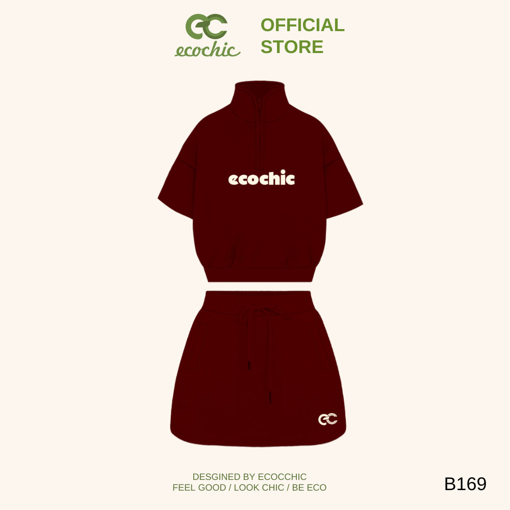 ECOCHIC SWEET LUX SET Halfzip Crop Shirt with Skirt Made of High Quality, Soft, Genuine Material B169