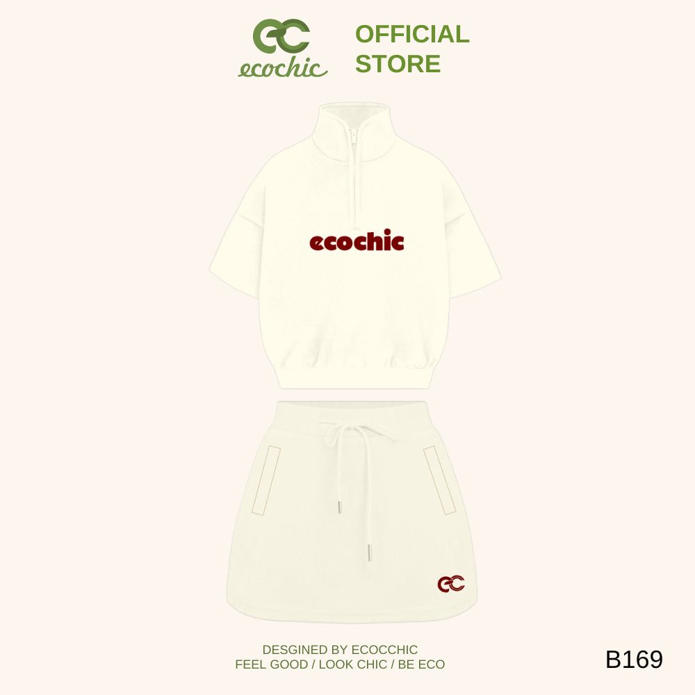 ECOCHIC SWEET LUX SET Halfzip Crop Shirt with Skirt Made of High Quality, Soft, Genuine Material B169