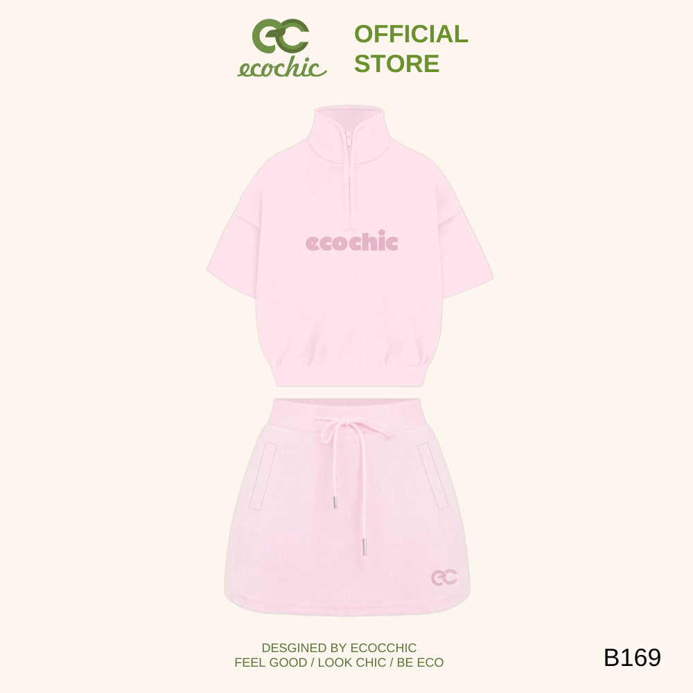 ECOCHIC SWEET LUX SET Halfzip Crop Shirt with Skirt Made of High Quality, Soft, Genuine Material B169
