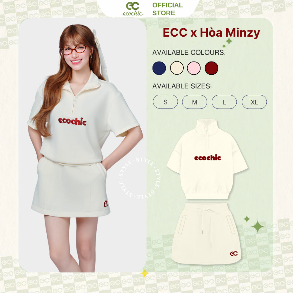 Set Bộ Váy ECOCHIC SWEET LUX SET Áo Crop Halfzip Phối Chân Váy Chất Liệu Cao Cấp Mềm Mịn Chính Hãng B169