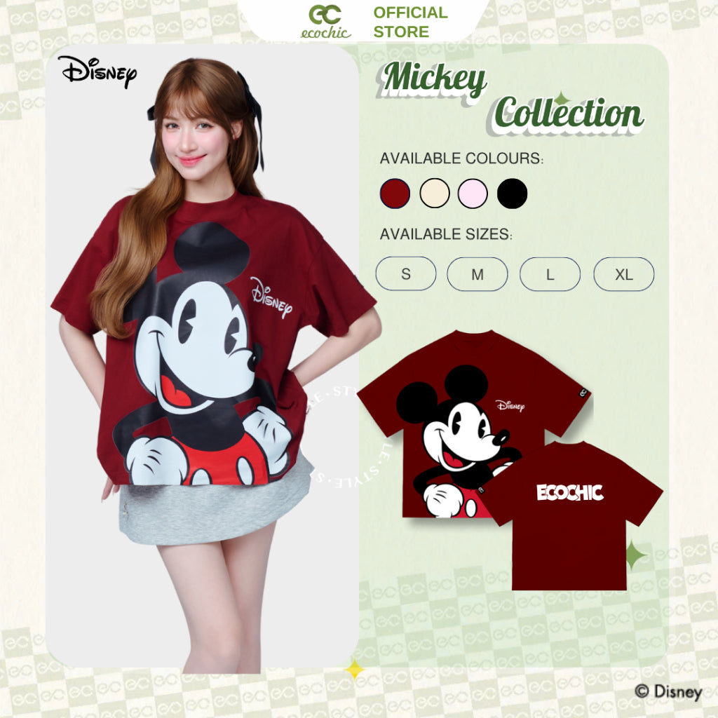 Áo Phông Boxy ECOCHIC x HÒA MINZY GO GO MICKEY Chính Hãng Bản Quyền Disney MICKEY COLLECTION TS011