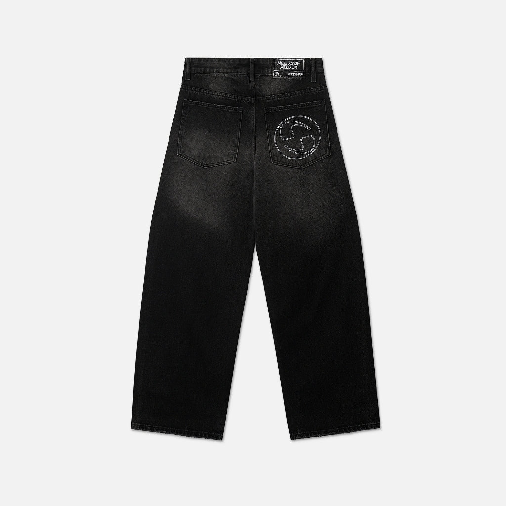 NEEDS OF WISDOM Wide Fit Jeans - Black - Genuine Local Brand
