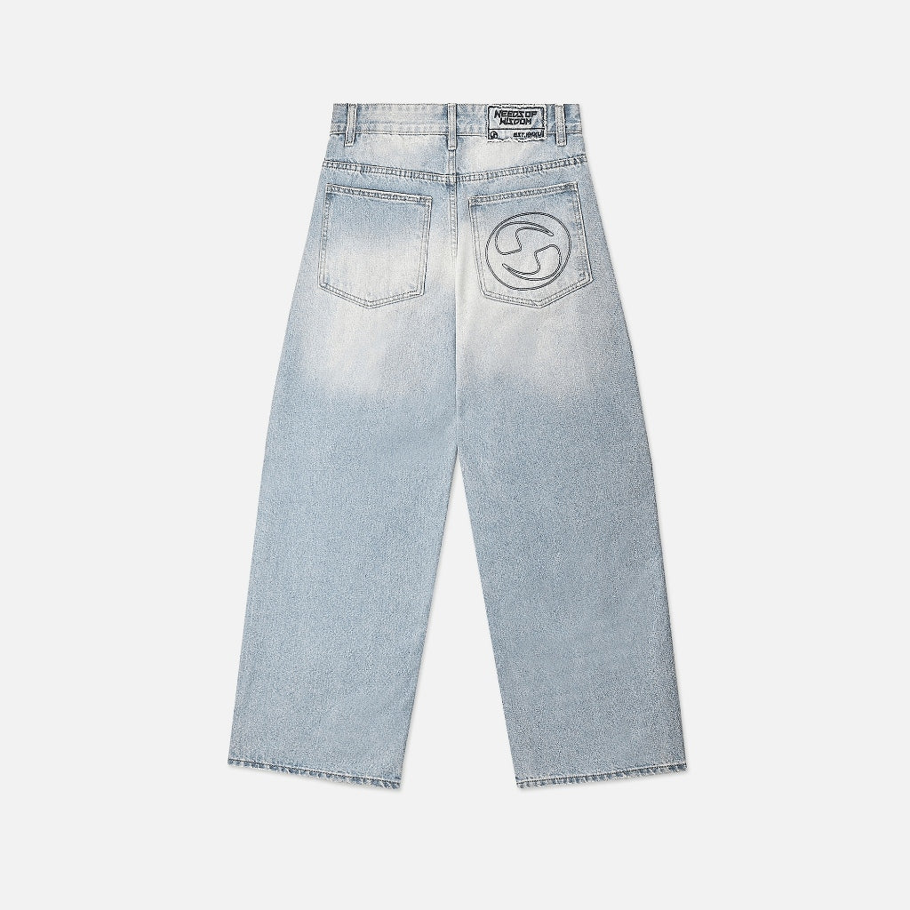 NEEDS OF WISDOM Wide Fit Jeans - Blue - Genuine Local Brand