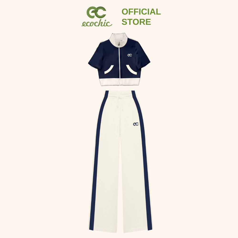 ECOCHIC x HOA MINZY SOFT BLOOM Long Set Shirt with Zipper and Long Pants High Quality Soft and Smooth Genuine Material B173