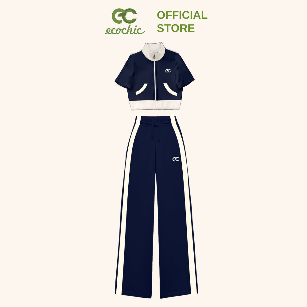 ECOCHIC x HOA MINZY SOFT BLOOM Long Set Shirt with Zipper and Long Pants High Quality Soft and Smooth Genuine Material B173