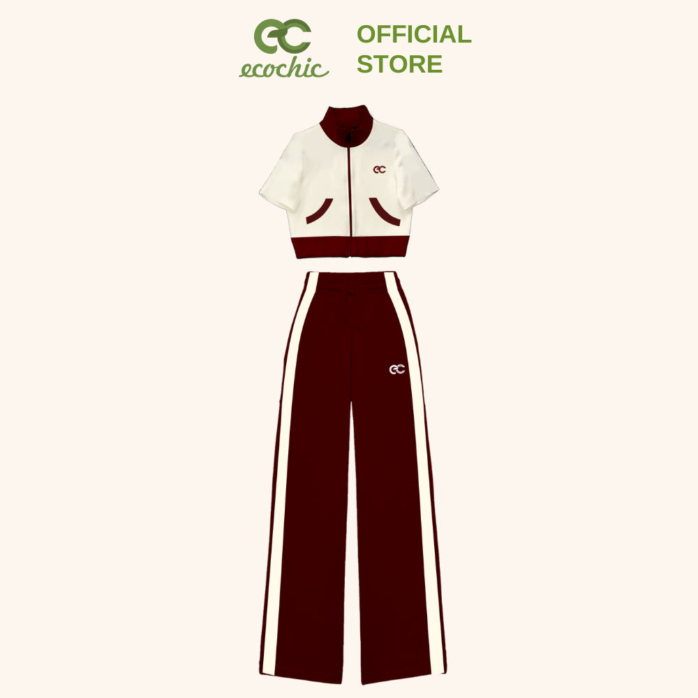 ECOCHIC x HOA MINZY SOFT BLOOM Long Set Shirt with Zipper and Long Pants High Quality Soft and Smooth Genuine Material B173