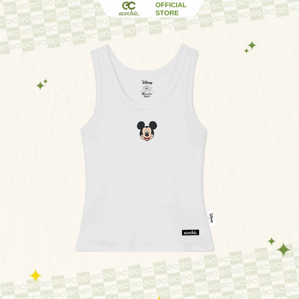 MICKEY ECOCHIC Tank Top, Ribbed Cotton Material, Cool, Soft, Genuine, Disney Copyright TT014
