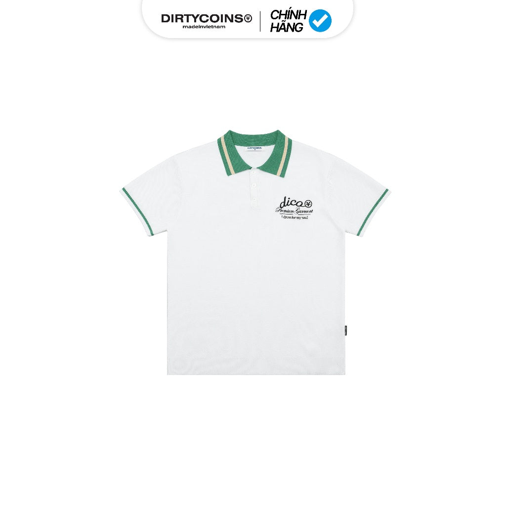 Áo Thun Knit Polo Premium Garment White Green
