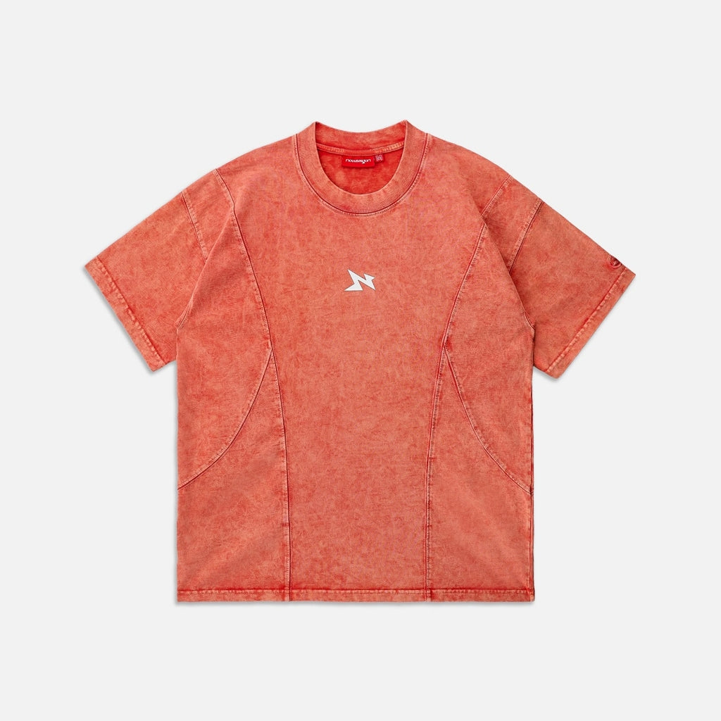 NEEDS OF WISDOM Arcline Acid Washed Tee - Tangerine - Genuine Local Brand