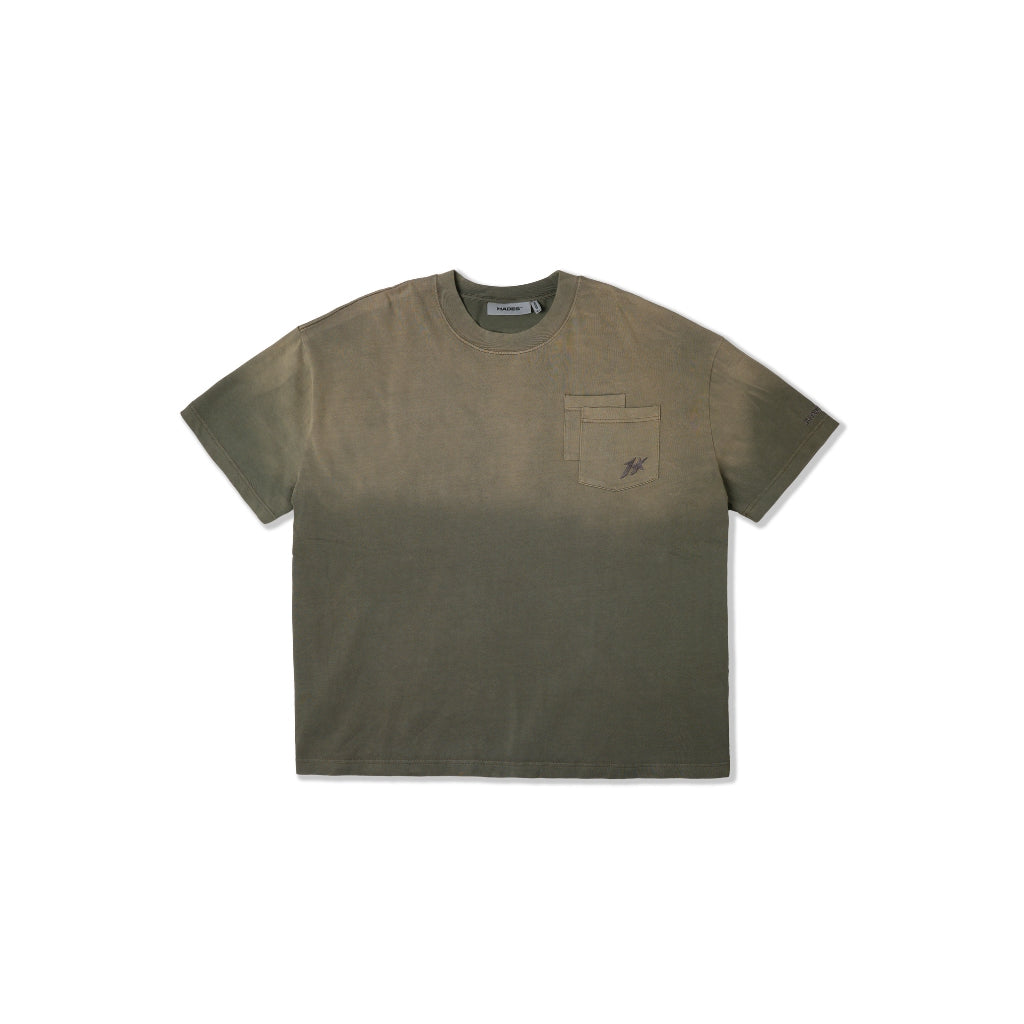 HADES FLORAL POCKET TEE - BROWN WASH - Unisex Boxy Basic T-Shirt - Genuine HADES Brand
