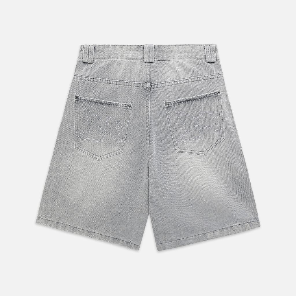 NEEDS OF WISDOM Wide Fit Denim Shorts - Washed Gray - Genuine Local Brand