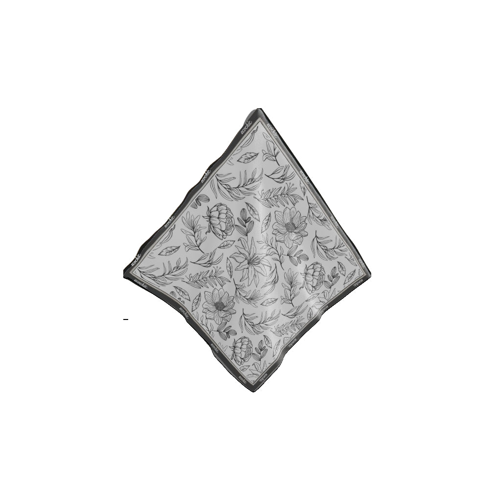 (GIFT) Unisex Square Silk Scarf ECOCHIC Bandana Floral Turban Scarf with Border Summer Print