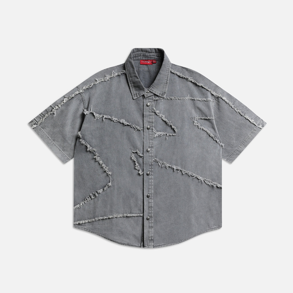Áo NEEDS OF WISDOM S/S Patch Denim Shirt - Grey - Local Brand Chính Hãng