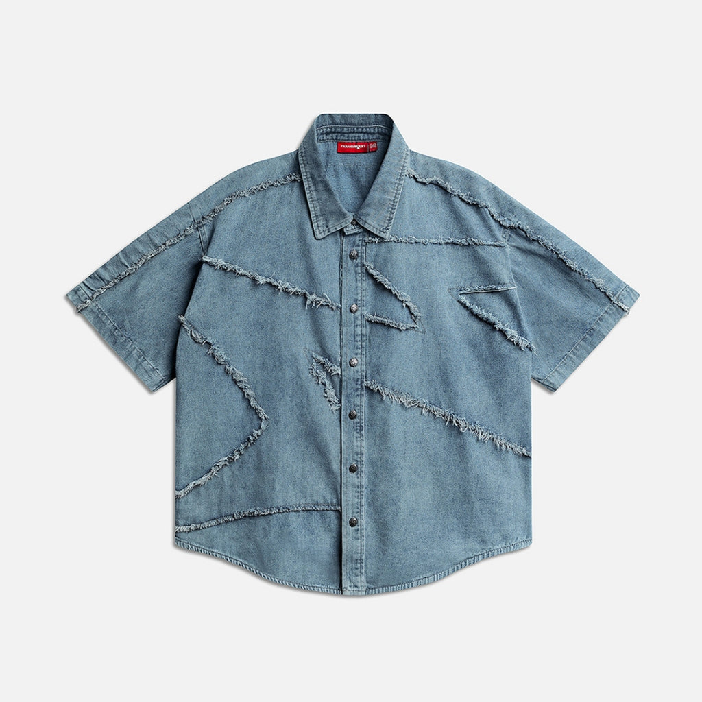 Áo NEEDS OF WISDOM S/S Patch Denim Shirt - Blue - Local Brand Chính Hãng