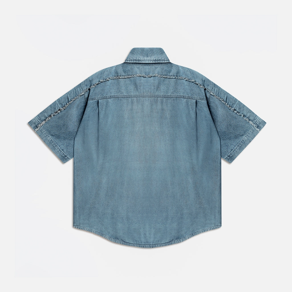 Áo NEEDS OF WISDOM S/S Patch Denim Shirt - Blue - Local Brand Chính Hãng