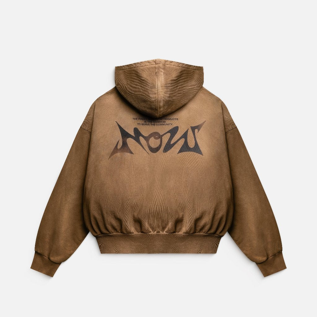 Áo khoác nỉ NEEDS OF WISDOM Patch Hoodie - Washed Brown - Local Brand Chính Hãng