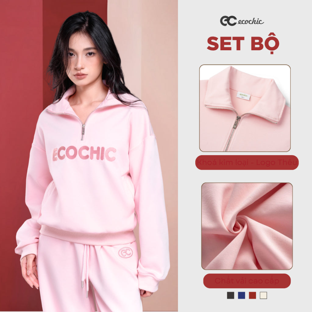 Set Bộ ECOCHIC COSMO SET Áo Cổ Halfzip Logo Thêu Chất Liệu Vải Sợi Xaomi Cao Cấp Chính Hãng B183