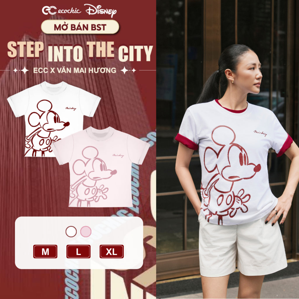 Áo Phông Baby Tee ECOCHIC MICKEY LOGO Chất Liệu Mềm Mịn Chính Hãng Bản Quyền Disney COLLECTION BB009