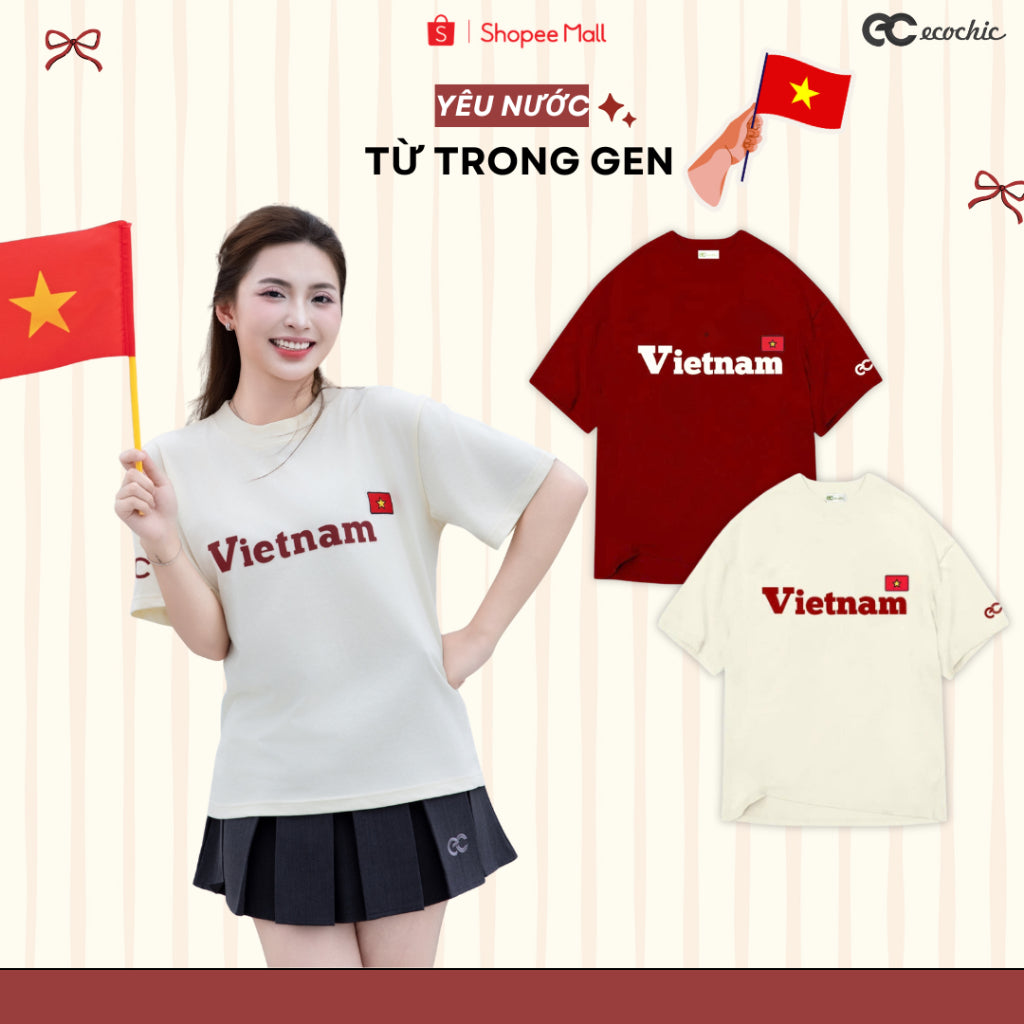 Genuine Ecochic Vietnam Red Flag Yellow Star T-Shirt B165