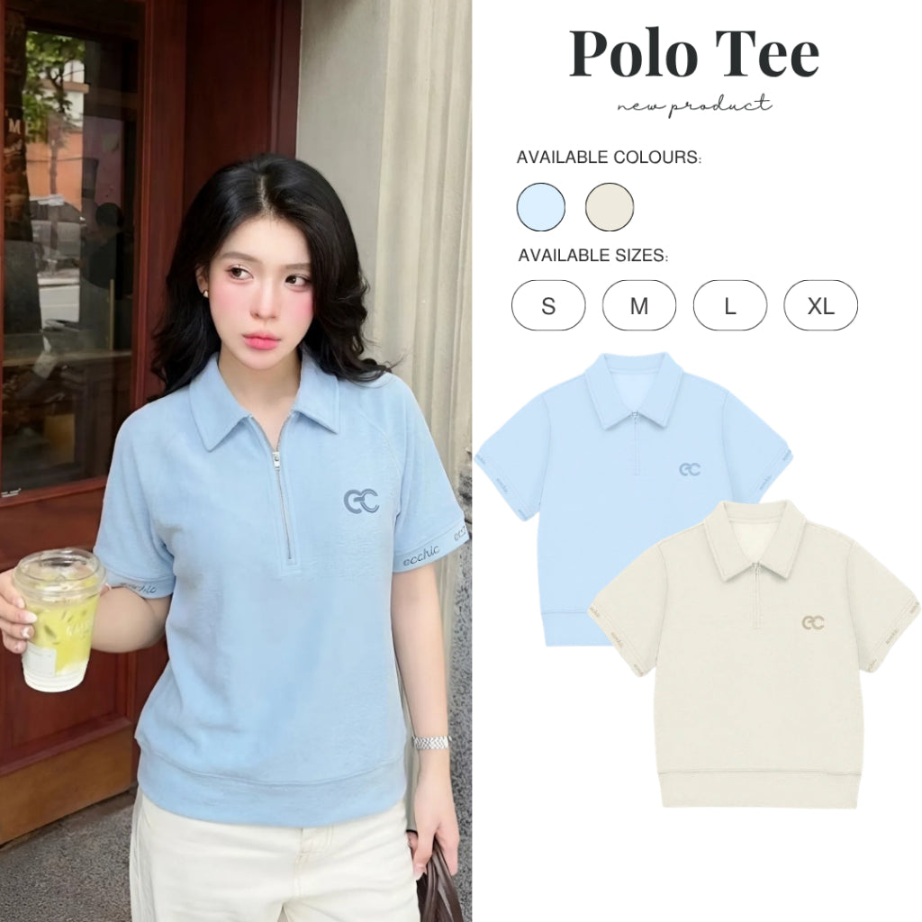 MONARQUE ECOCHIC B164 Polo Shirt with Rubber Logo, Light Ribbed Hem and Cuffs, Authentic, Unisex, 260gsm