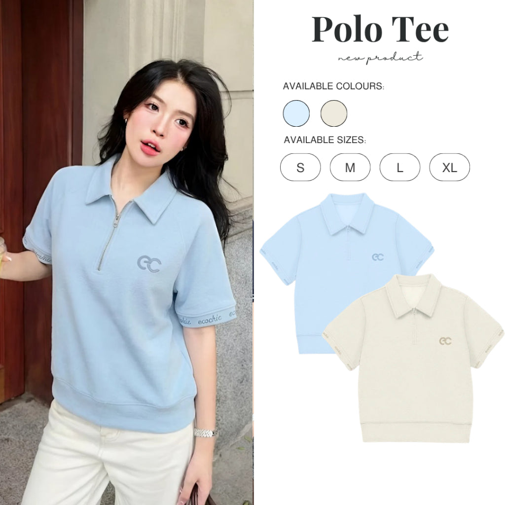 MONARQUE ECOCHIC B164 Polo Shirt with Rubber Logo, Light Ribbed Hem and Cuffs, Authentic, Unisex, 260gsm