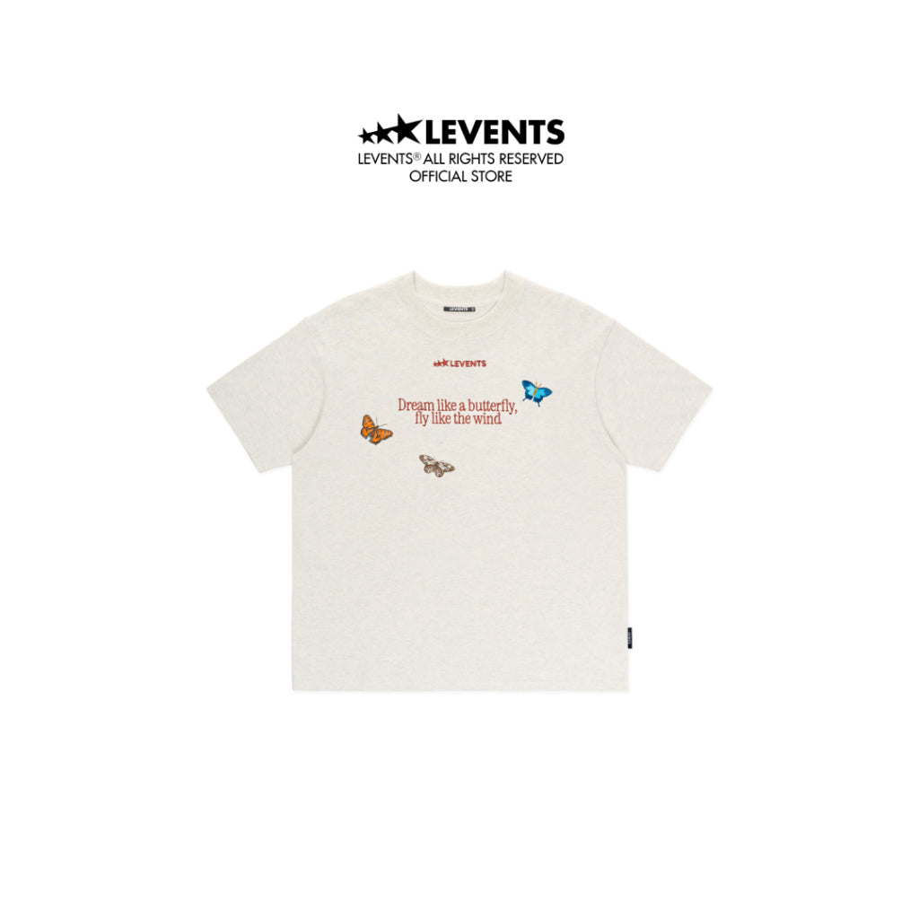Levents Butterfly Oversized Tee/ Gray 100% Cotton T-shirt Unisex